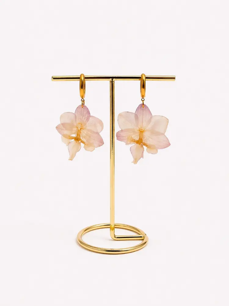 Golden Orchid Hoops earrings – Mångata Studio