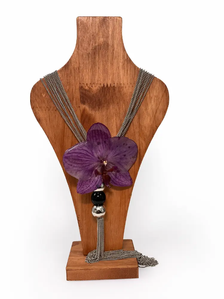 Silver Purple Orchid Pendant – Mångata Studio