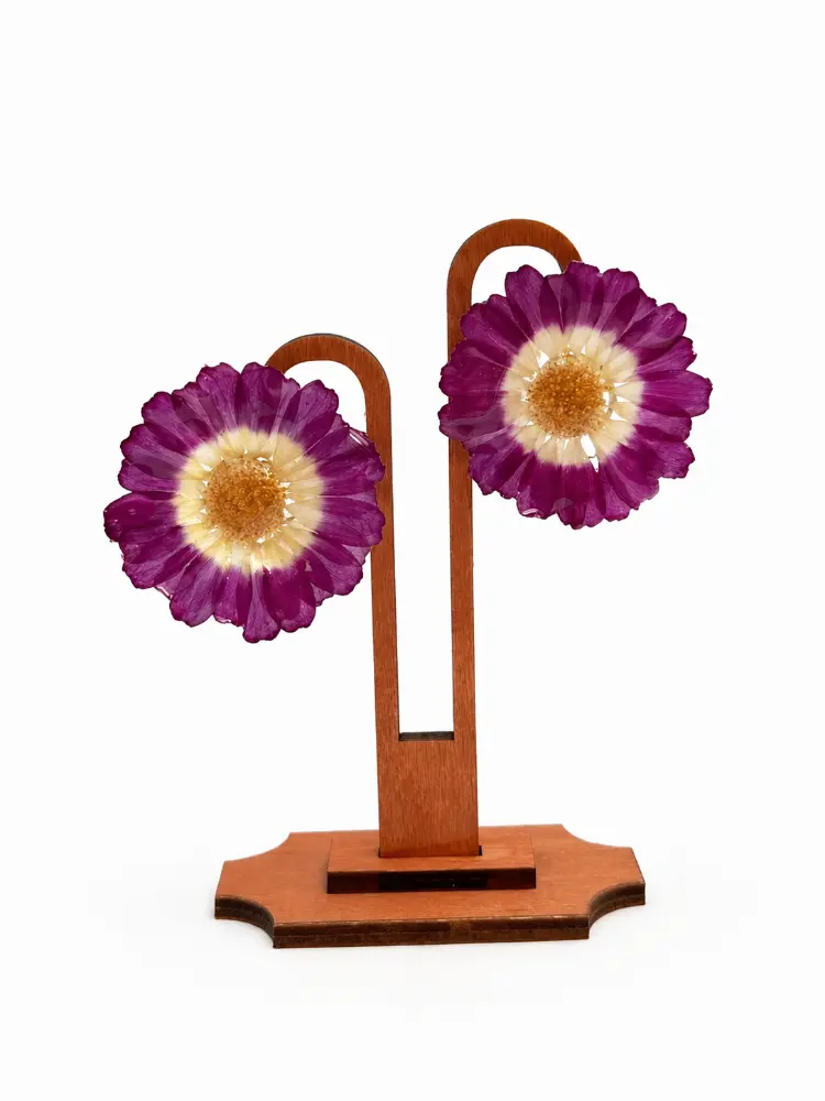 Flat Purple Daisy earrings – Mångata Studio