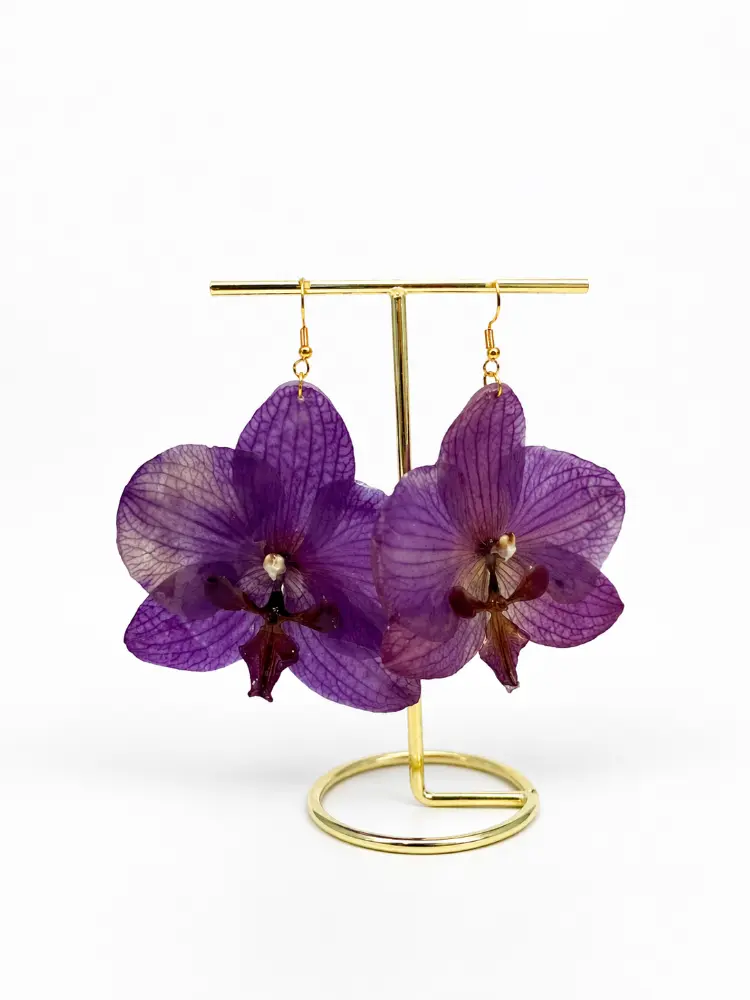 Medium Purple Orchid earrings – Mångata Studio