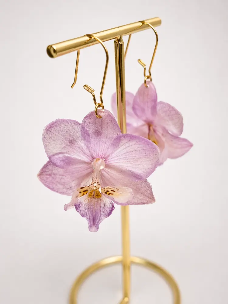 Small Pink Orchid earrings – Mångata Studio