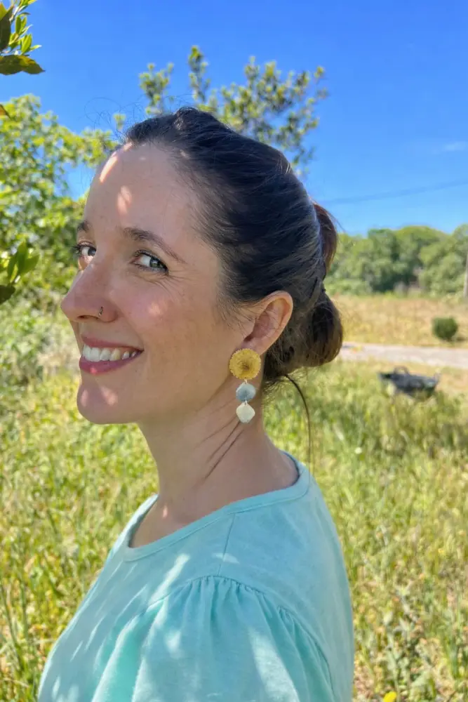 Yellow Mix earrings, detail – Mångata Studio